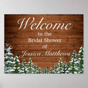 Snowy Wood & Forest Vrijgezellenfeest Welcome Sign Poster