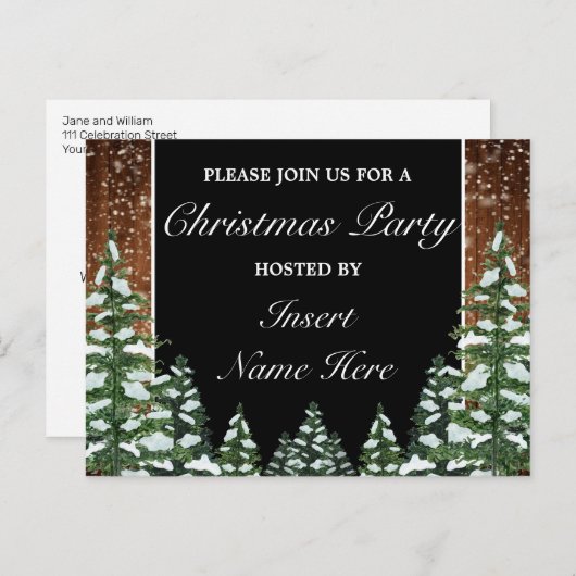 Snowy Wood-kerstfeestdag Briefkaart (Voorkant / Achterkant)