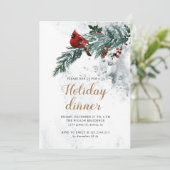 Snowy Woodland Elegant Holiday Dinner Invitation Kaart (Staand voorkant)