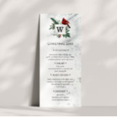 Snowy Woodland Elegant Holiday Dinner Menu Kaart