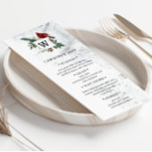 Snowy Woodland Elegant Holiday Dinner Menu Kaart