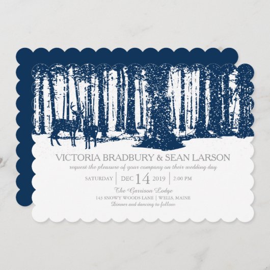 Snowy Woodland en Deers | Weddenschap Kaart (Voorkant / Achterkant)