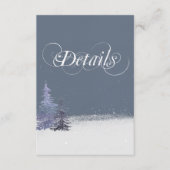 Snowy Woodland Forest Dusty Blue Wedding Details Informatiekaartje (Voorkant)