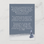 Snowy Woodland Forest Dusty Blue Wedding Details Informatiekaartje (Achterkant)