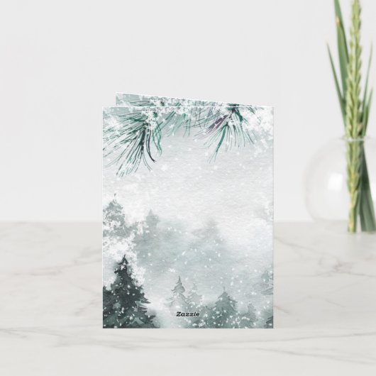 Snowy Woodland Forest Hanging Glass Ornamenten Hol Feestdagen Kaart (Achterkant)