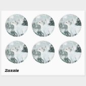 Snowy Woodland Mountain Forest Arctic Fox Ronde Sticker (Vel)