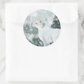 Snowy Woodland Mountain Forest Arctic Fox Ronde Sticker (Tas)