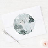 Snowy Woodland Mountain Forest Arctic Fox Ronde Sticker (Envelop)