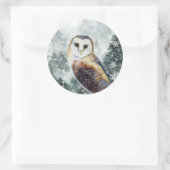 Snowy Woodland Mountain Forest Owl Ronde Sticker (Tas)