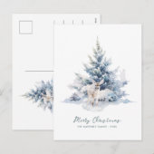 Snowy Woodland Pine Deer Merry Christmas Feestdagenkaart (Voorkant / Achterkant)