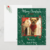 Snowy Wreated Custom Family Holiday Feestdagenkaart (Voorkant / Achterkant)