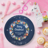 Snowy Wreath Blue Kerstfeestdag Papieren Bordje (Feest)