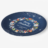 Snowy Wreath Blue Kerstfeestdag Papieren Bordje (Gekanteld)