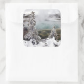 Snowy Yellowstone Vierkante Sticker (Tas)