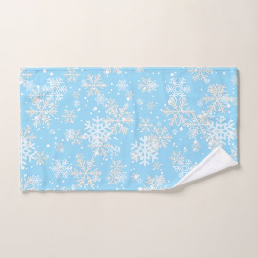  SnowyFlakes tegen zacht blauwe achtergrond Bad Handdoek (Handdoek)