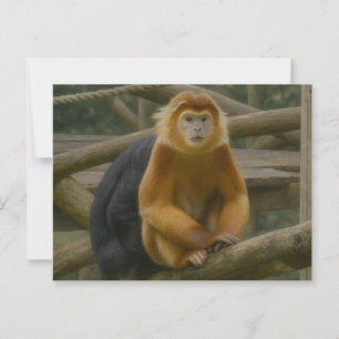 Snub-Nosed Monkey in Woodland Refuge Briefkaart