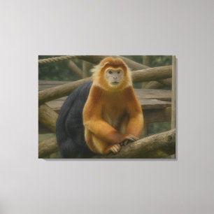Snub-Nosed Monkey in Woodland Refuge Canvas Afdruk