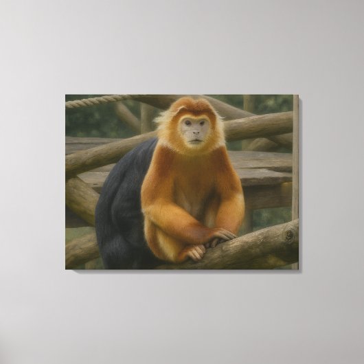Snub-Nosed Monkey in Woodland Refuge Canvas Afdruk (Voorkant)