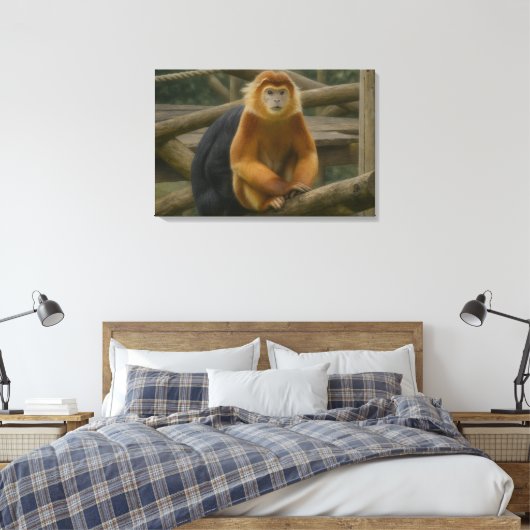 Snub-Nosed Monkey in Woodland Refuge Canvas Afdruk (Insitu (Slaapkamer))
