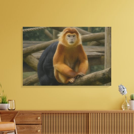 Snub-Nosed Monkey in Woodland Refuge Canvas Afdruk (Insitu (Woonkamer))