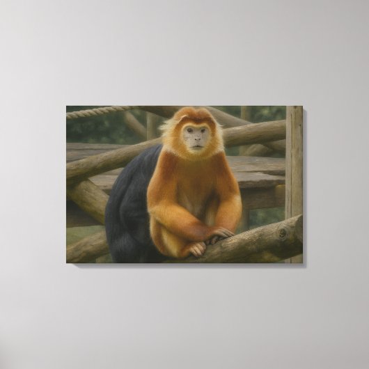 Snub-Nosed Monkey in Woodland Refuge Canvas Afdruk (Voorkant)