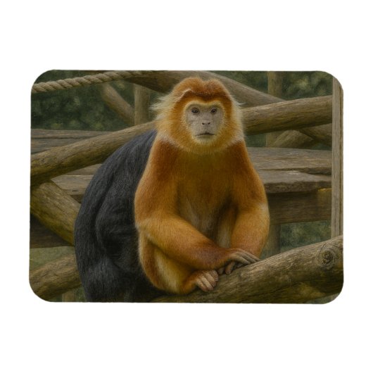 Snub-Nosed Monkey in Woodland Refuge Magneet (Horizontaal)