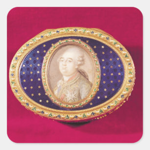 Snuffbox met een portret miniatuur van Louis Vierkante Sticker