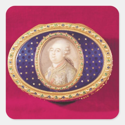Snuffbox met een portret miniatuur van Louis Vierkante Sticker (Voorkant)