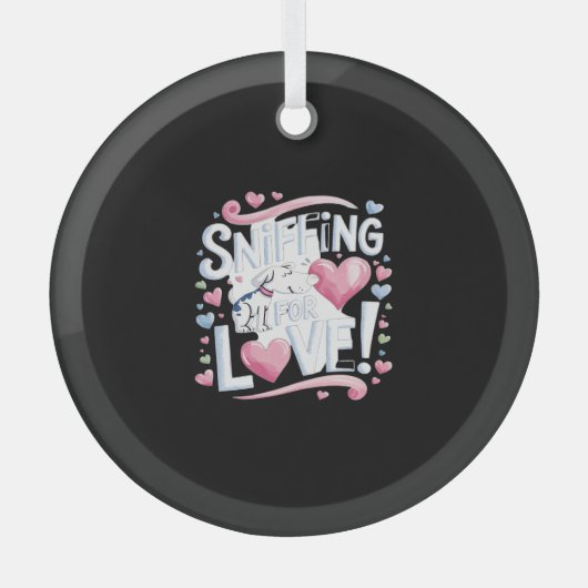 Snuffelen voor de liefde! Hond Glas Ornament (Voorkant)