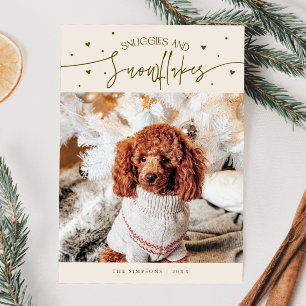Snuffels & Sneeuwvlokken Honden Foto Crème Kerstmi Feestdagenkaart