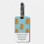 Snuffleupagus Blue Stars & Stippen Pattern Bagagelabel (Achterkant verticaal)