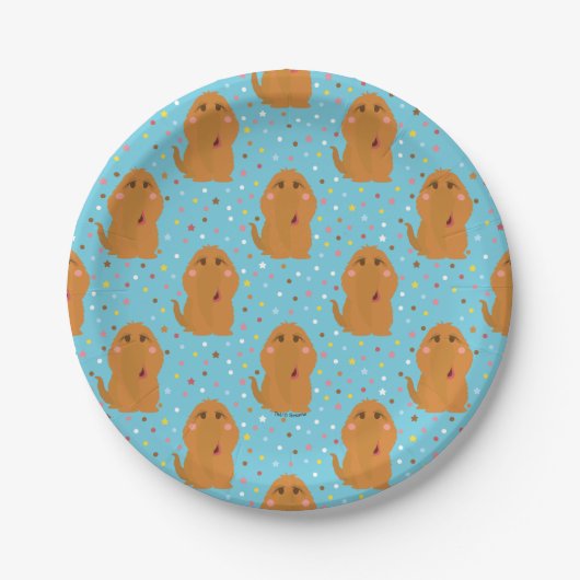 Snuffleupagus Blue Stars & Stippen Pattern Papieren Bordje (Voorkant)
