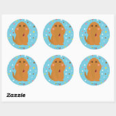 Snuffleupagus Blue Stars & Stippen Pattern Ronde Sticker (Vel)