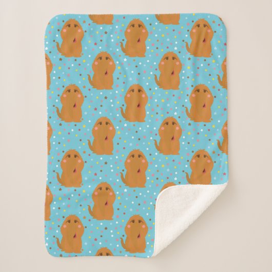 Snuffleupagus Blue Stars & Stippen Pattern Sherpa Deken (Voorkant)