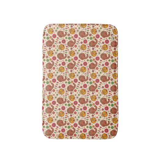 Snuffleupagus en Big Bird Groovy Flower Pattern Badmat (Voorkant Verticaal)