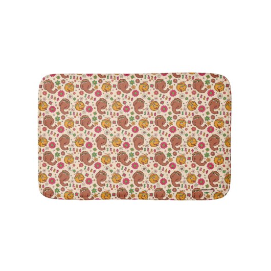 Snuffleupagus en Big Bird Groovy Flower Pattern Badmat (Voorkant)
