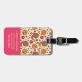 Snuffleupagus en Big Bird Groovy Flower Pattern Bagagelabel (Voorkant horizontaal)