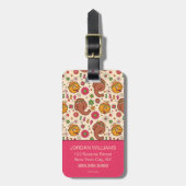 Snuffleupagus en Big Bird Groovy Flower Pattern Bagagelabel (Voorkant verticaal)