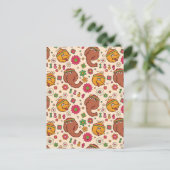 Snuffleupagus en Big Bird Groovy Flower Pattern Briefkaart (Staand voorkant)