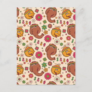 Snuffleupagus en Big Bird Groovy Flower Pattern Briefkaart