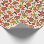 Snuffleupagus en Big Bird Groovy Flower Pattern Cadeaupapier (Hoek)