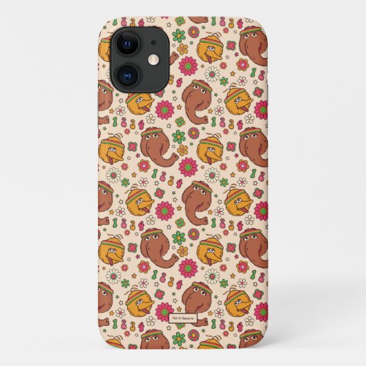 Snuffleupagus en Big Bird Groovy Flower Pattern Case-Mate iPhone Case (Achterkant)