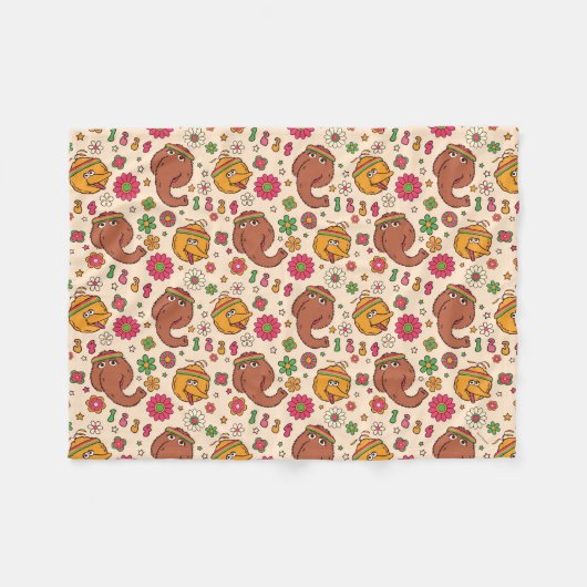 Snuffleupagus en Big Bird Groovy Flower Pattern Fleece Deken (Voorkant (Horizontaal))