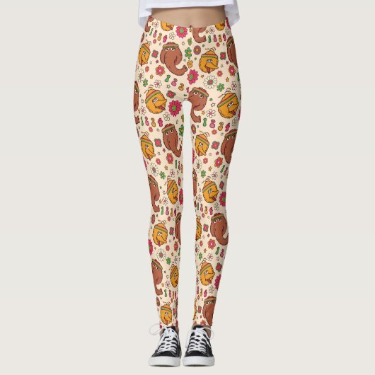 Snuffleupagus en Big Bird Groovy Flower Pattern Leggings (Voorkant)