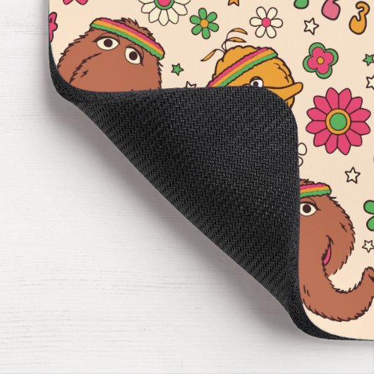 Snuffleupagus en Big Bird Groovy Flower Pattern Muismat (Hoek)