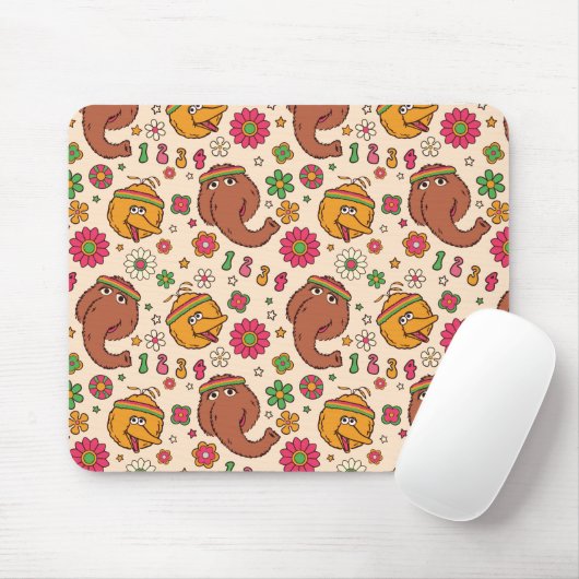Snuffleupagus en Big Bird Groovy Flower Pattern Muismat (Met muis)