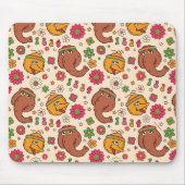 Snuffleupagus en Big Bird Groovy Flower Pattern Muismat (Voorkant)