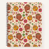 Snuffleupagus en Big Bird Groovy Flower Pattern Notitieboek (Voorkant)