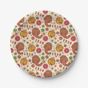 Snuffleupagus en Big Bird Groovy Flower Pattern Papieren Bordje