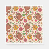 Snuffleupagus en Big Bird Groovy Flower Pattern Servet (Voorkant)